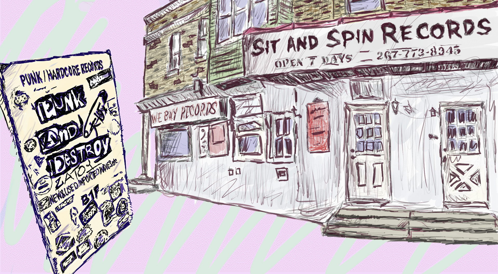 record stores, Punk and Destroy, Sit and Spin